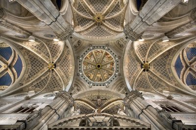 Vue du dôme et des voûtes dans le transept, Certosa di Pavia, Lombardie, Italie - Unknown